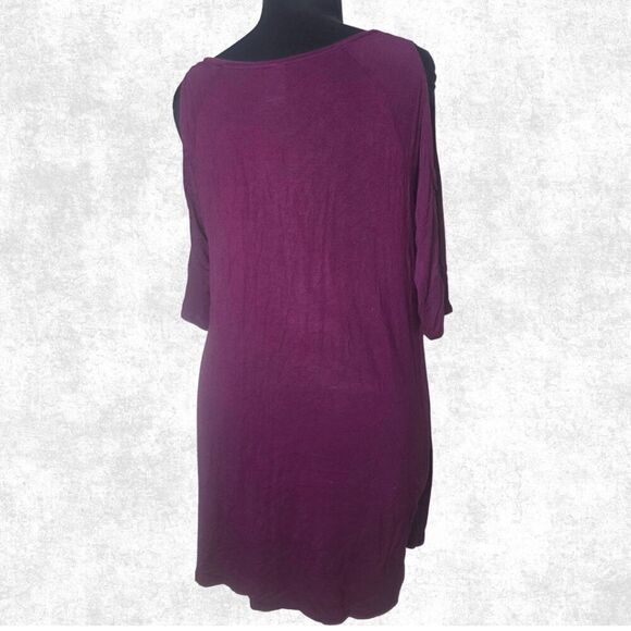 Terra & Sky 0X (14W) Purple Tunic Top Soft Stretch Knit Plus Size Casual Tee - Picture 2 of 5